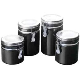 Clamp Top Ceramic Canister Set  4 Pc