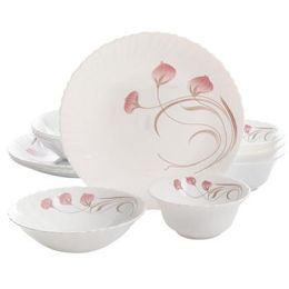 White Tempered Glass Dinnerware Set 12 Pc.