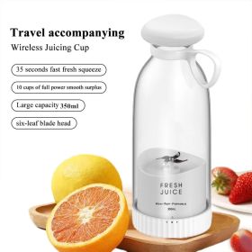 350ml Electric Juicer Blender Mini Portable Blender Bottle USB Rechargeable Fruit Mixers Juicers Multifunction Juice Maker Machine Food Milkshake (Color: White)
